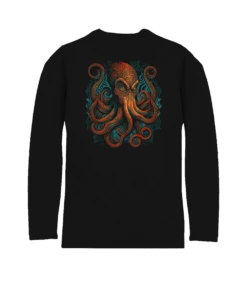 Tribal Octopus - Jet Black Long Sleeve Pima T-Shirt