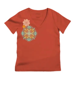 Vinyasa Yaya - Paprika Short Sleeve Pima V-Neck T-Shirt