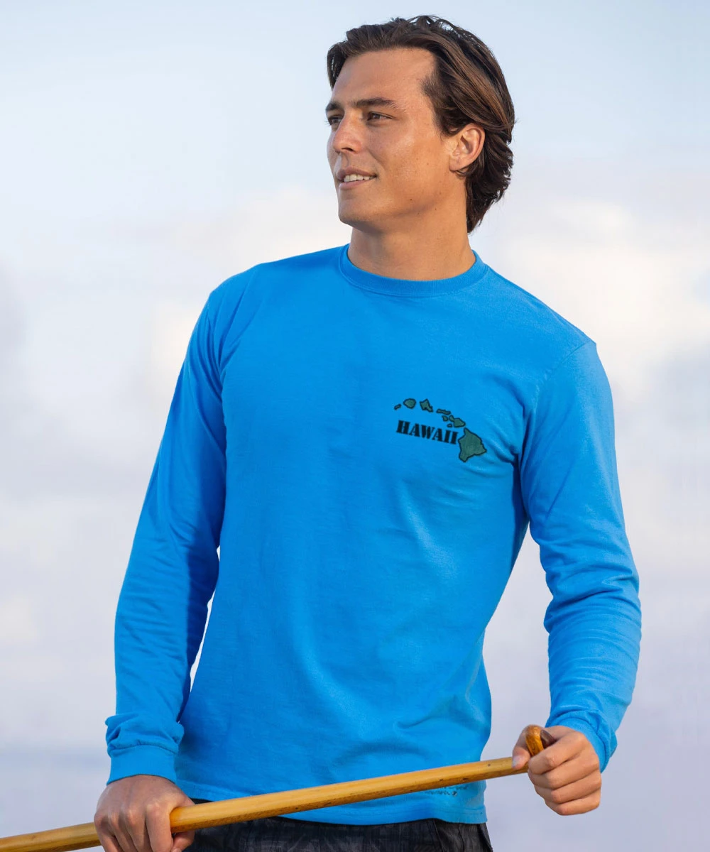 Destination Big Island - Blue Hawaii Dyed Long Sleeve Crewneck T-Shirt 3 Destination Big Island - Blue Hawaii Dyed Long Sleeve Crewneck T-Shirt - Image 3
