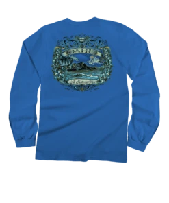Etched Oahu - Blue Hawaii Dyed Long Sleeve Crewneck T-Shirt