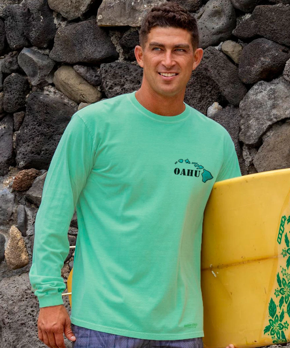 Destination Oahu - Key Lime Dyed Long Sleeve Crewneck T-Shirt 3 Destination Oahu - Key Lime Dyed Long Sleeve Crewneck T-Shirt - Image 3