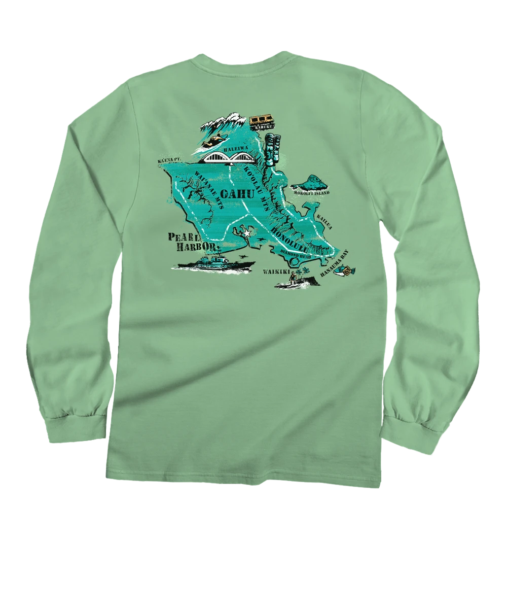 Destination Oahu - Key Lime Dyed Long Sleeve Crewneck T-Shirt 1 Destination Oahu - Key Lime Dyed Long Sleeve Crewneck T-Shirt