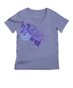 Waterfalls - Periwinkle Short Sleeve Pima V-Neck T-Shirt