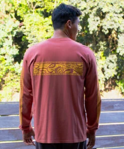 Tribal Tatoa Band - Chile Dyed Long Sleeve Crewneck T-Shirt -Crazy Shirts Sale Store 2018867 1A