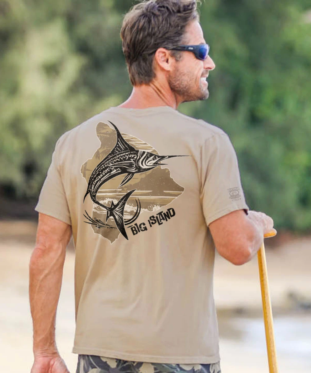 Marlin Of Hawaii - Kona Coffee Dyed Short Sleeve Crewneck T-Shirt 2 Marlin Of Hawaii - Kona Coffee Dyed Short Sleeve Crewneck T-Shirt - Image 2