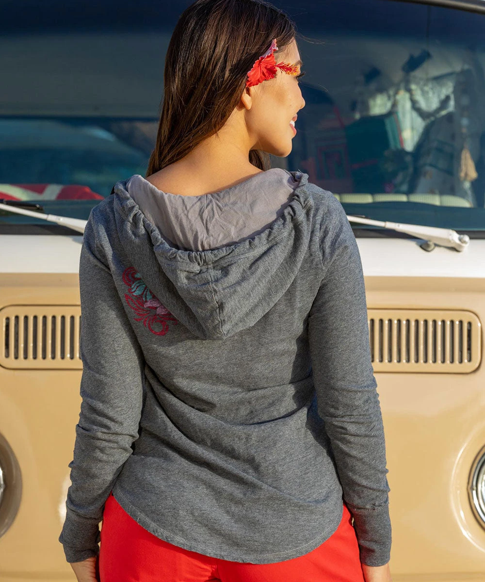 Pua Nalu - Gray Heather Long Sleeve Harmony Hooded T 3 Pua Nalu - Gray Heather Long Sleeve Harmony Hooded T - Image 3