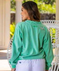 Stranded Mokihana - Key Lime Dyed Long Sleeve Lightweight Pullover -Crazy Shirts Sale Store 556f7c72c89971a09d8fab5721354cb0