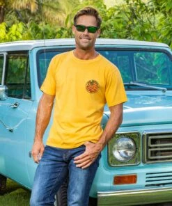 Maui Brewing Co Pineapple - Pineapple Dyed Short Sleeve Crewneck T-Shirt -Crazy Shirts Sale Store 65080dcbc5a28b196577f473e7a848c4