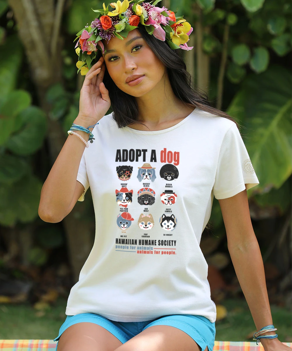 Hawaiian Humane Society Adopt A Dog Canine Musicians - Coconut Dyed Short Sleeve Scoop Neck T-Shirt 2 Hawaiian Humane Society Adopt A Dog Canine Musicians - Coconut Dyed Short Sleeve Scoop Neck T-Shirt - Image 2