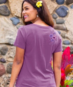 Floral Flourish - Violet Short Sleeve Pima V-Neck T-Shirt 6 Floral Flourish - Violet Short Sleeve Pima V-Neck T-Shirt -Crazy Shirts Sale Store 8714224ce55f006dbd38534f4ce1efe1