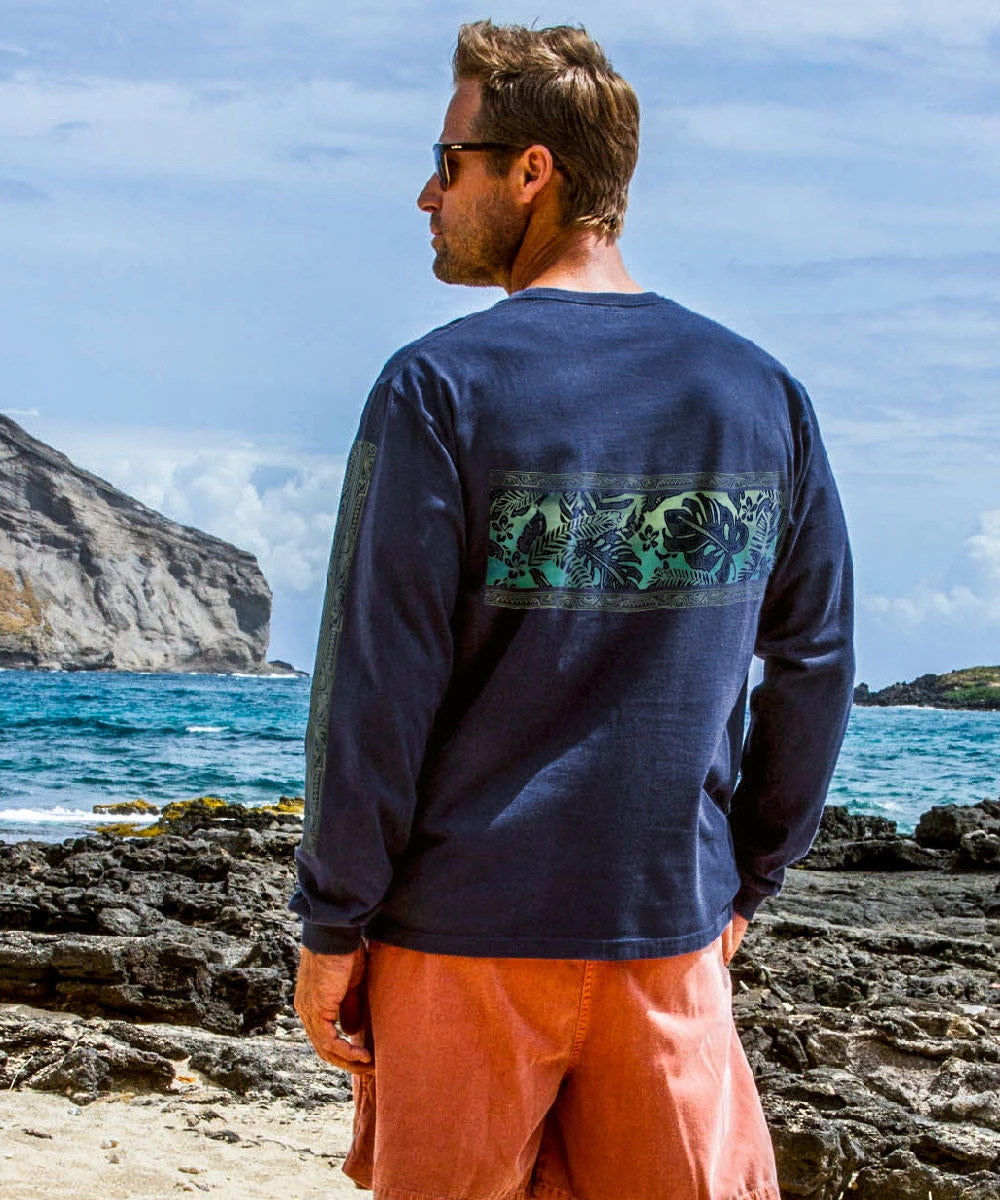 Rainforest Pua - Navy Long Sleeve Crewneck T-Shirt 3 Rainforest Pua - Navy Long Sleeve Crewneck T-Shirt - Image 3