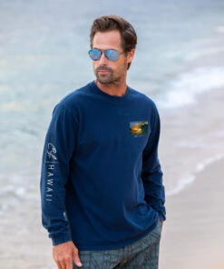 Clark Little King Kamehameha - Navy Long Sleeve Crewneck T-Shirt -Crazy Shirts Sale Store a1fb78a97df09e82a5e30b5c1ebfe37f