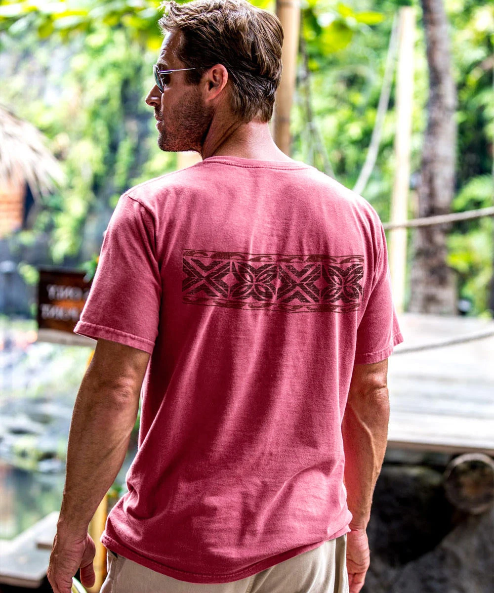 Tapa Band - Paradise Red Dyed Short Sleeve Crewneck T-Shirt 3 Tapa Band - Paradise Red Dyed Short Sleeve Crewneck T-Shirt - Image 3