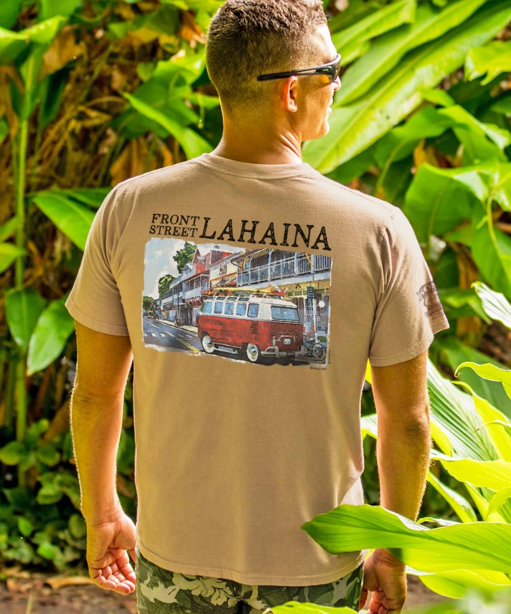 Volkswagen Van Lahaina - Kona Coffee Dyed Short Sleeve Crewneck T-Shirt 2 Volkswagen Van Lahaina - Kona Coffee Dyed Short Sleeve Crewneck T-Shirt - Image 2