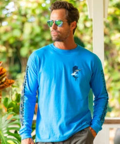 Sailfish Florida - Blue Hawaii Dyed Long Sleeve Crewneck T-Shirt -Crazy Shirts Sale Store cbd366feb9a5f0c37840469af226451c