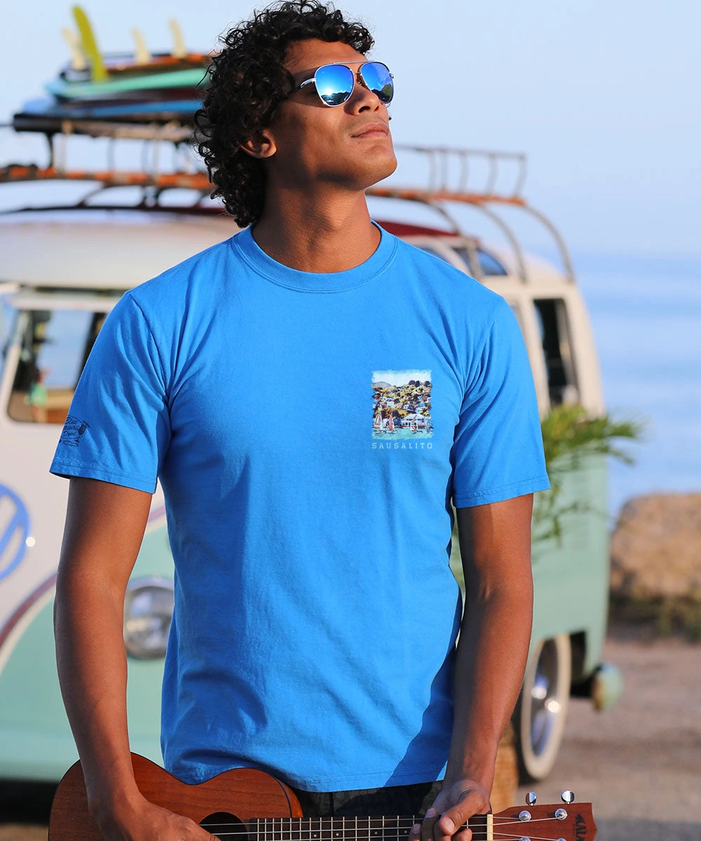 Sailing Sausalito - Blue Hawaii Dyed Short Sleeve Crewneck T-Shirt 3 Sailing Sausalito - Blue Hawaii Dyed Short Sleeve Crewneck T-Shirt - Image 3