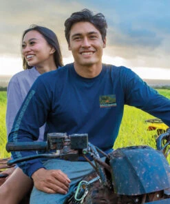 Hanalei Pier - Navy Long Sleeve Crewneck T-Shirt -Crazy Shirts Sale Store e08d312d330e0873769767c99b8c16c5